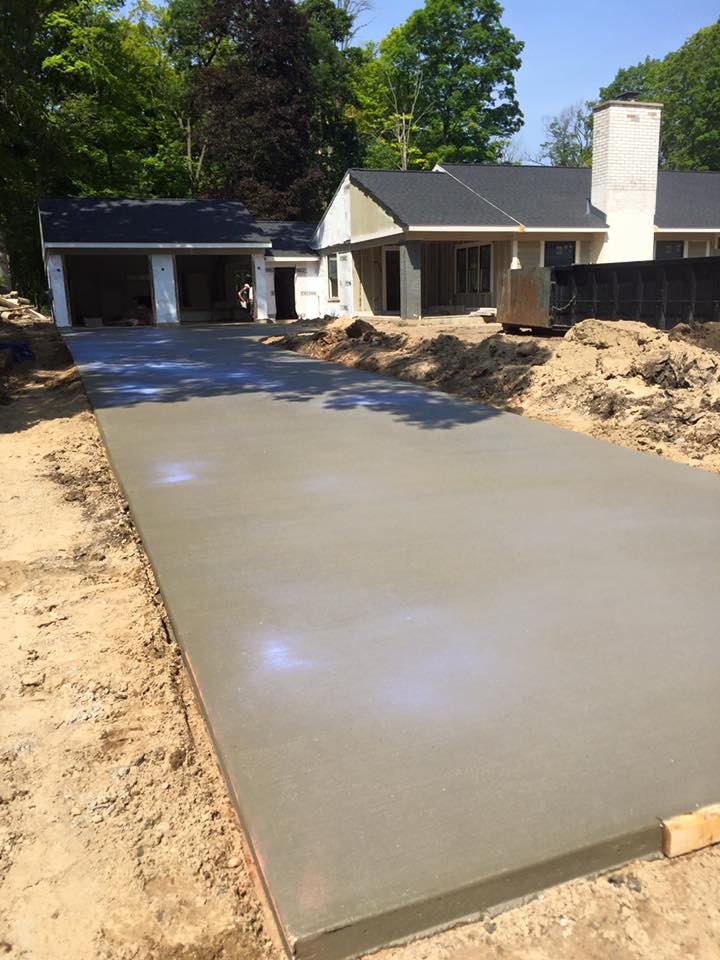 Smooth driveway poured for new house